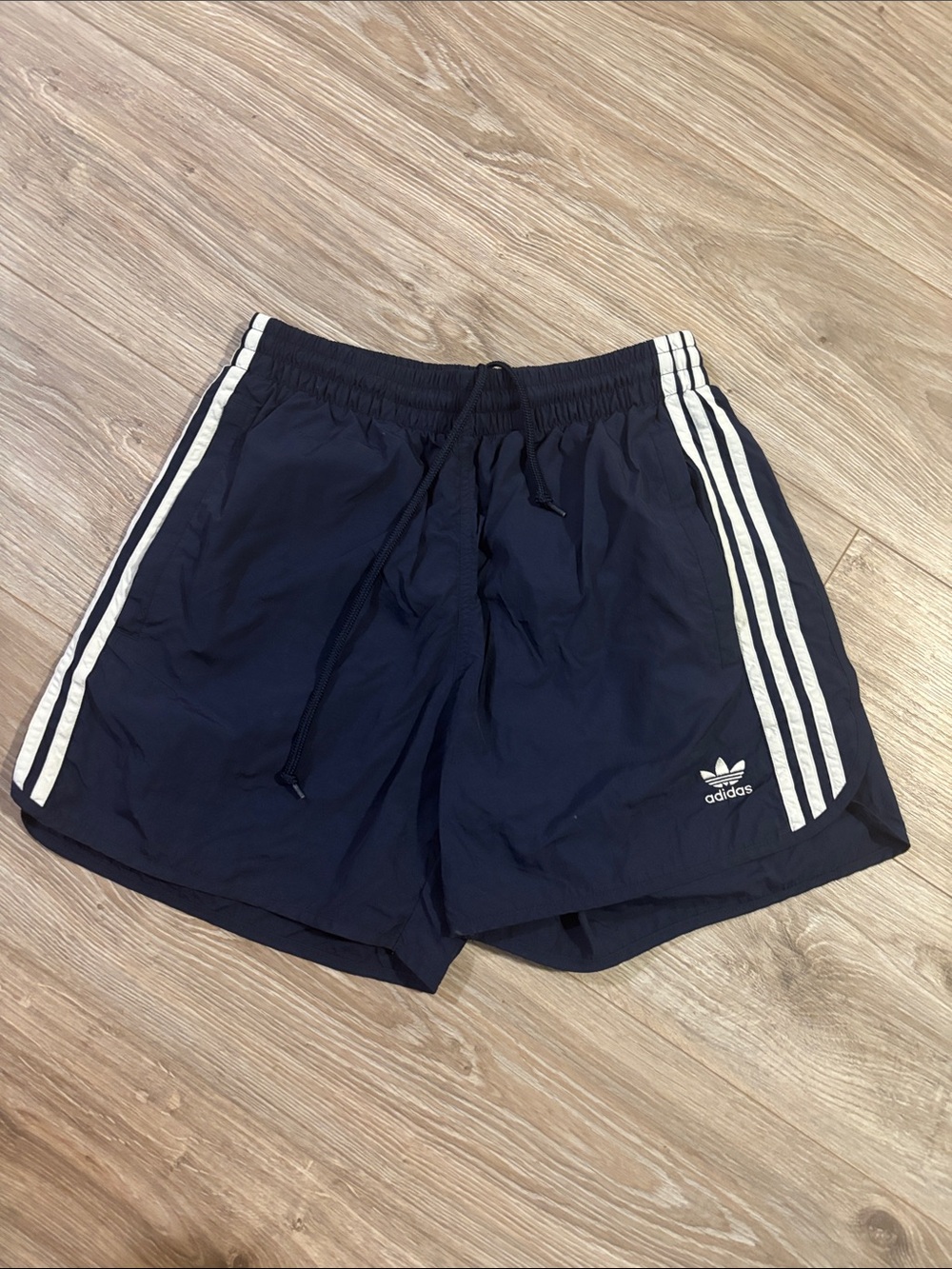 Adidas Men’s Navy Athletic Shorts with White 3-Stripes